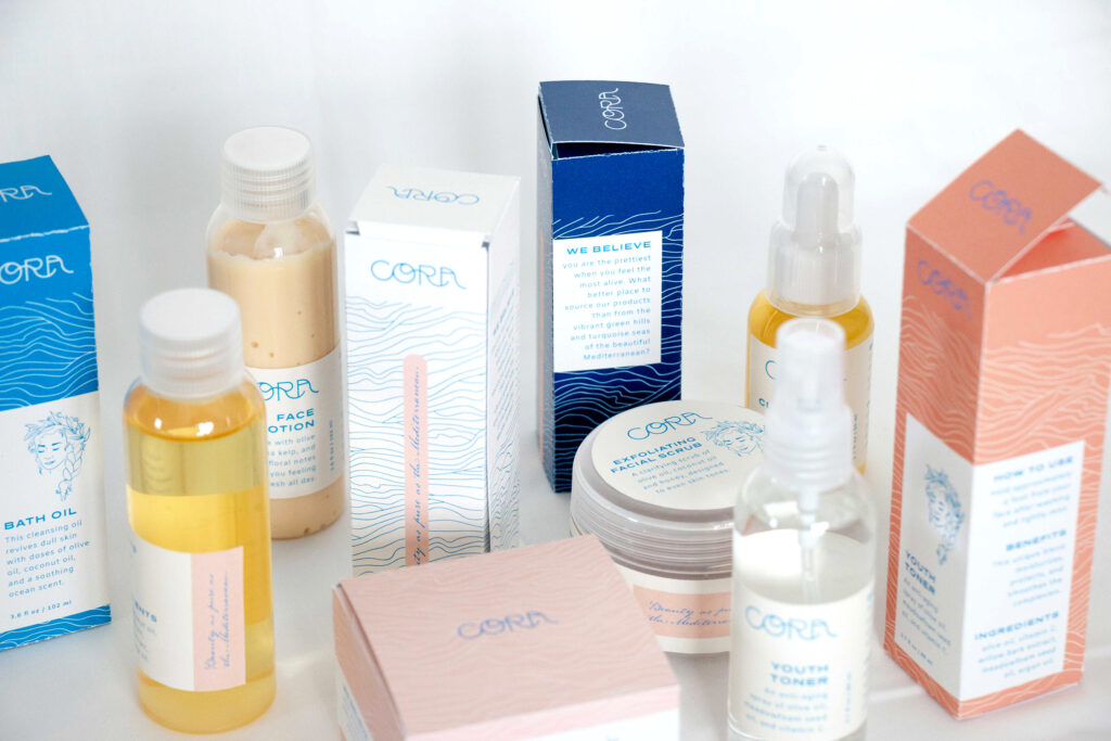 Image of skincare products in shades of blue and pink